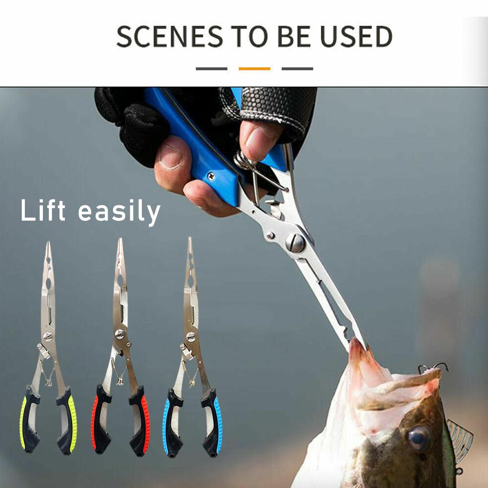 Fishing Hook Sharpener - Edelstahl-Angelzange, multifunktional, mit Splitringöffner, Geflechtlinienschneider, Anti-Rutsch-Hakenentferner,